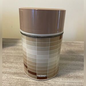 Vintage Thermos Tan and Cream Checkered
